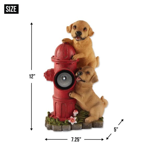 DOGS AND FIRE HYDRANT SOLAR STATUE - Picture 2 of 2